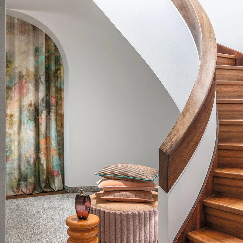 All My Love – Designvorhang mit abstrakter malerischer Traumlandschaft Leinenmischgewebe