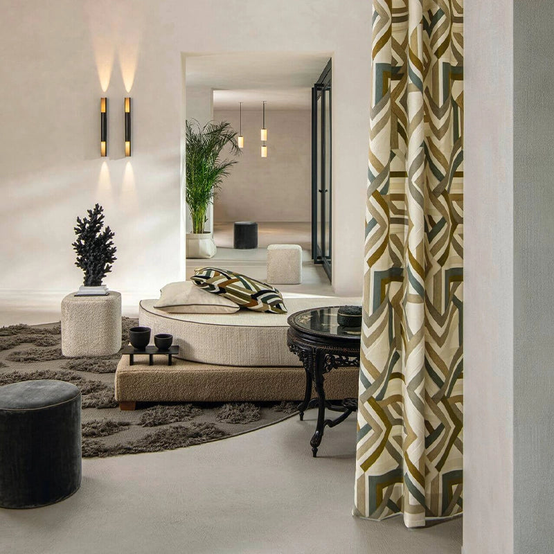 Edge of Heaven – eleganter Designvorhang nach Maß aus Baumwolle mit geometrischem Muster Stickerei