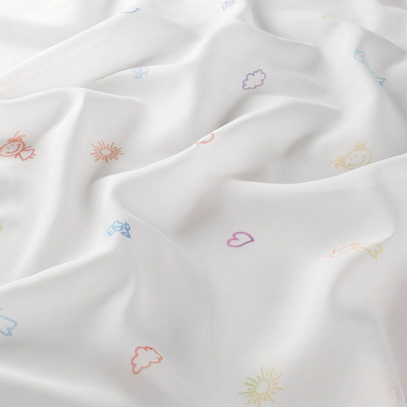 Little Dreamer – transparenter Kinderzimmer-Vorhang nach Maß mit liebevoll gezeichneten Motiven